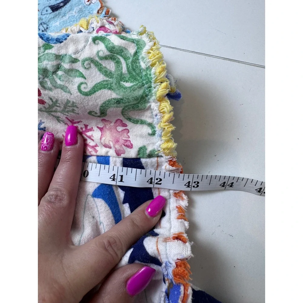 Handmade Shark Sea Creature Flannel Rag Quilt Kids Soft Coastal Nautical‎ Indie